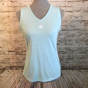 Adidas Sleeveless Three Stripe Light Blue Athletic Medium